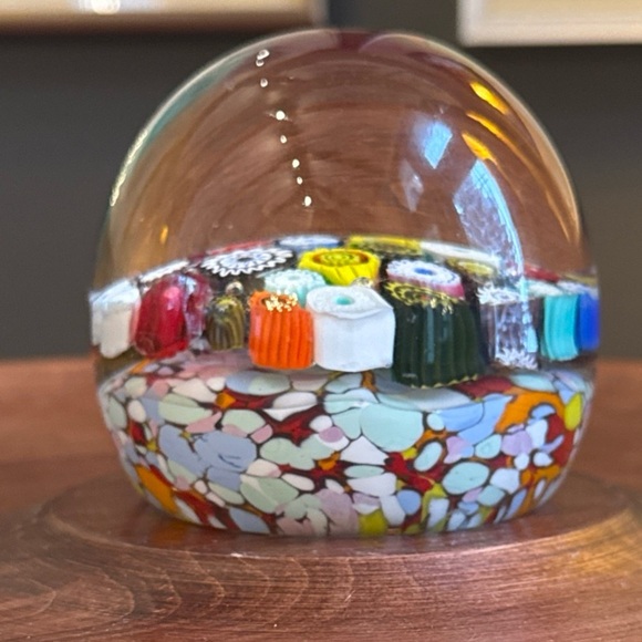 Vintage Murano Italy Millefiori Close MCM Paperweight 3” - Picture 2 of 13